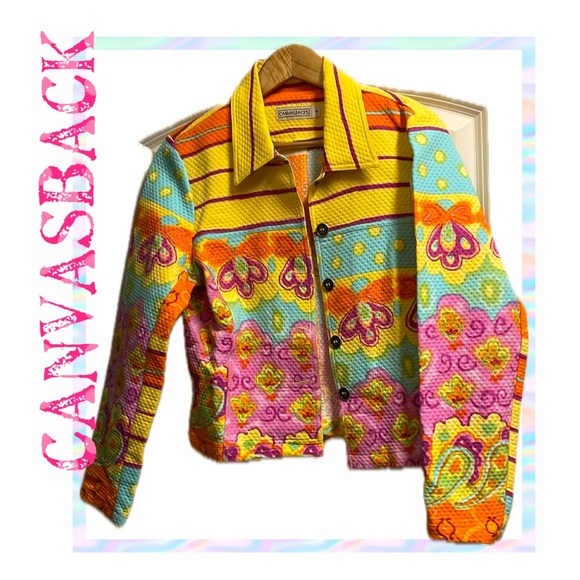 💓 Beautiful Boutique Look CANVASBACK JACKET ITS NEW NEVER WORN MULTICOLORED SZ 8 - Picture 1 of 11